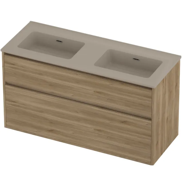 Proline Tribute Badmeubelset Porselein Elegant Greeploos 120x46x67 cm Mat Crème Cotton Cider Oak Eiken