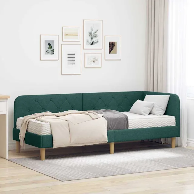 vidaXL Hoekbedframe Donkergroen 80 x 200 cm Stof