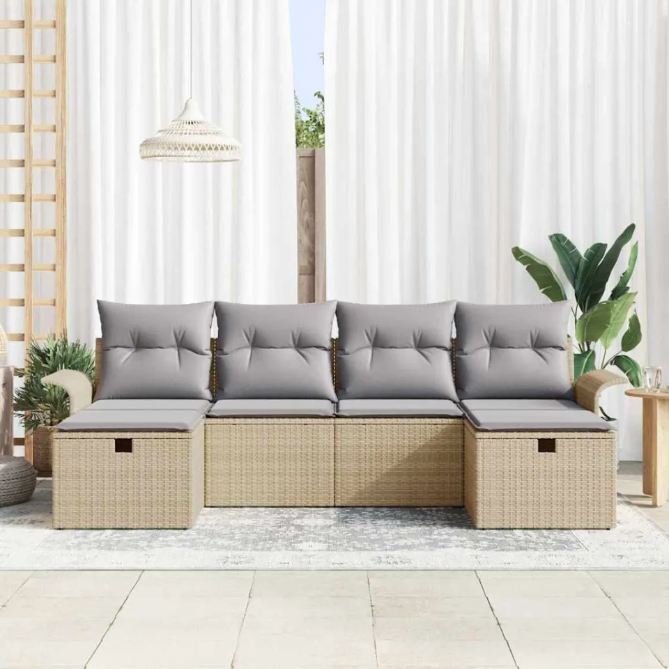 vidaXL Tuin Sofa Set 6 st Poly riet zwart, foto 2