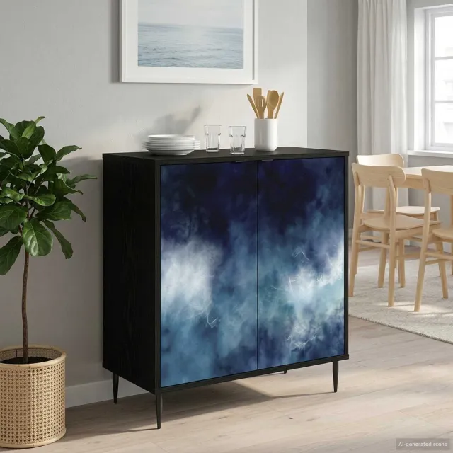 vidaXL Dressoir RAALTE Zwart eiken 69 x 33 x 76 cm Bewerkt hout, foto 2