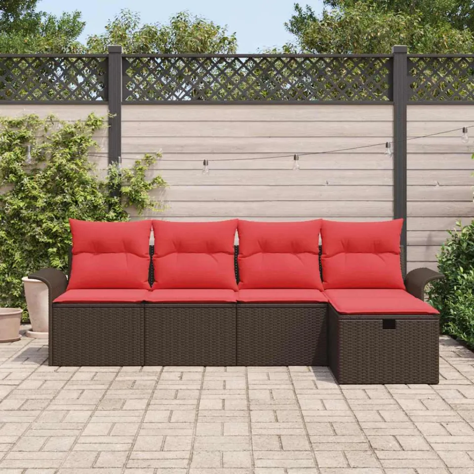 vidaXL Tuin Sofa Set 5 st Poly riet lichtgrijs, foto 2