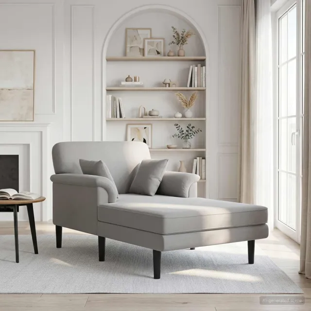 vidaXL Chaise longue Lichtgrijs fluweel, foto 2