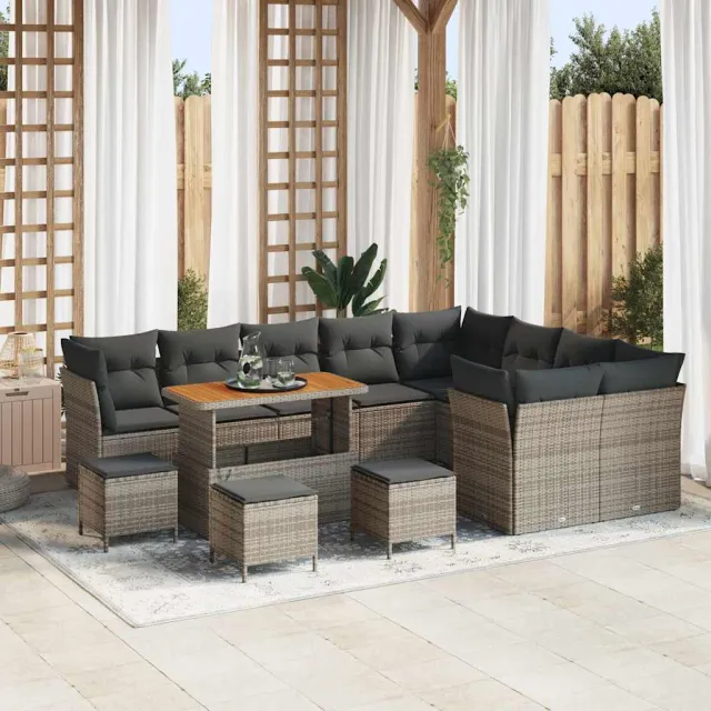 vidaXL Tuinbankenset 13 st Grijs poly rattan