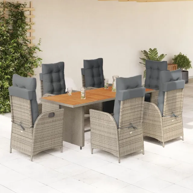 vidaXL 7-delige Tuinset met kussens poly rattan grijs, foto 2