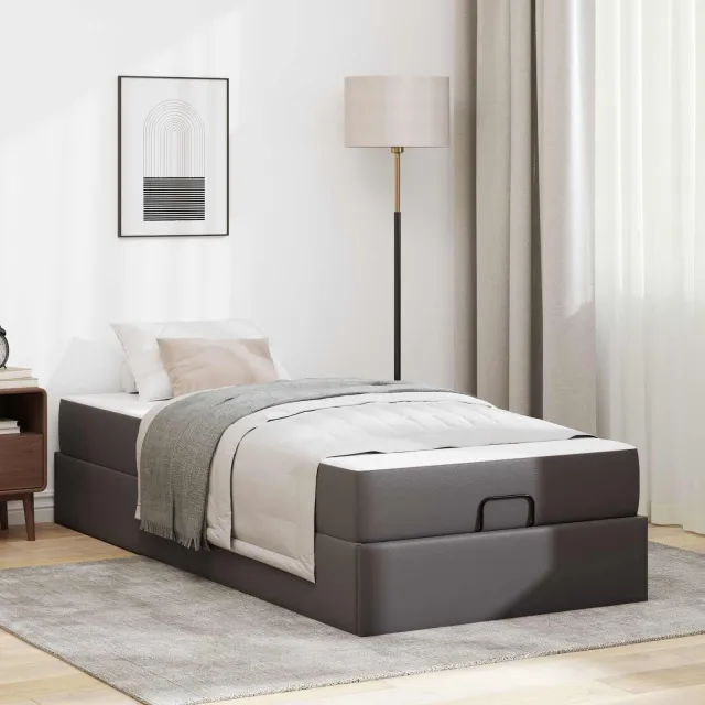 vidaXL Bedframe met matras Anders 2 st Grijs PVC