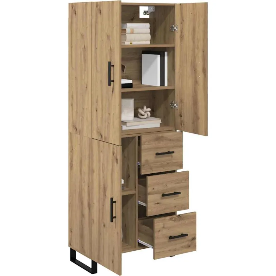 vidaXL Hoge kast 2 st Artisan Eiken 69,5 x 34 x 180 cm Bruin