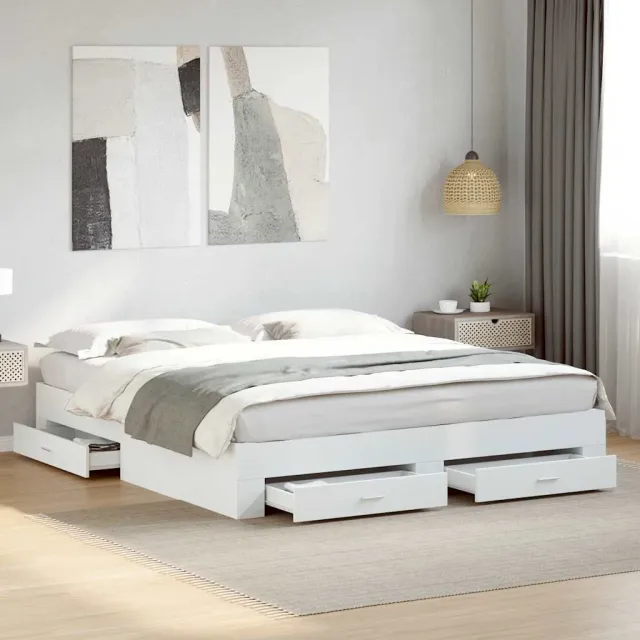 vidaXL Bedframe met lades bewerkt hout wit 180x200 cm