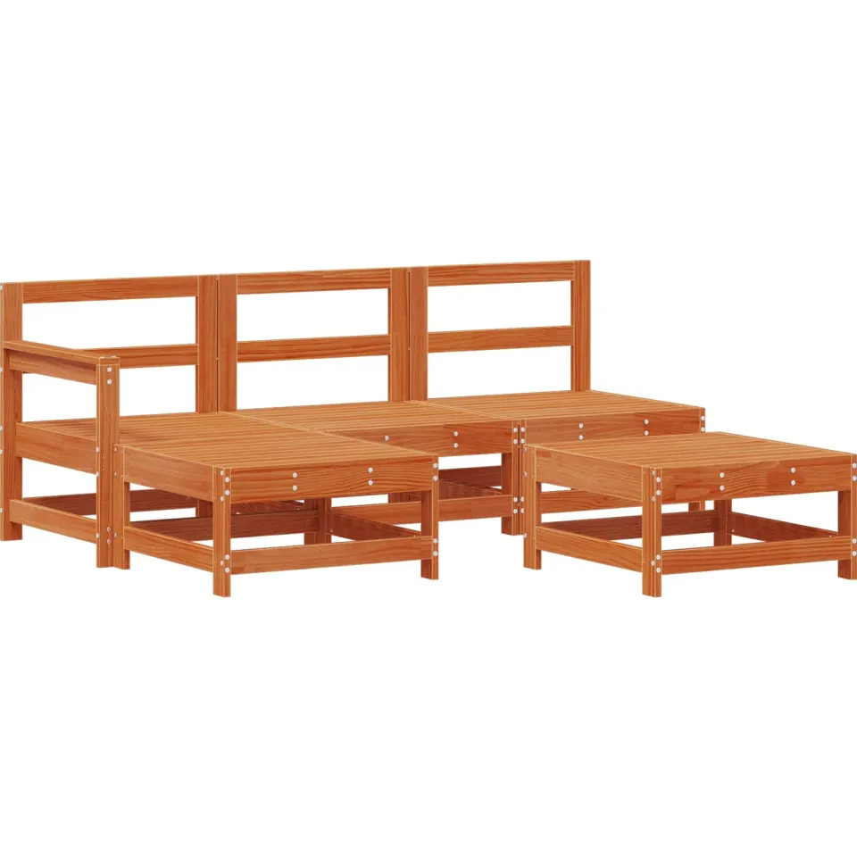 vidaXL Tuin loungeset 5 st Wasbruin Massief grenenhout