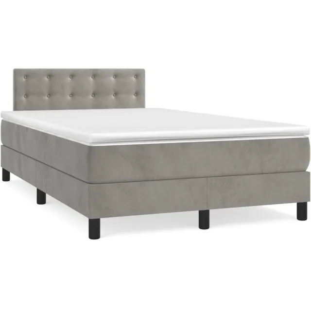 vidaXL Boxspring met matras fluweel lichtgrijs 120x190 cm grijs