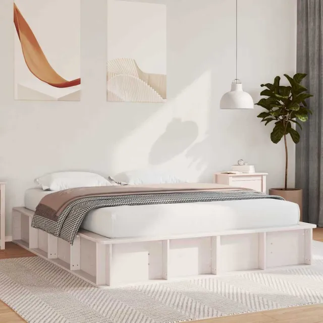vidaXL Bedframe Wit 160 x 200 cm Massief grenenhout
