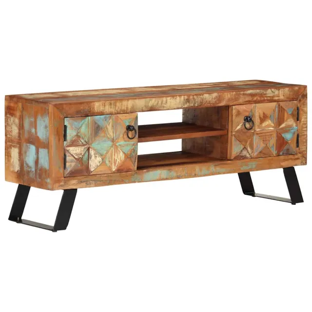 vidaXL Tv-meubel 112x30x45 cm massief gerecycled hout Meerkleurig
