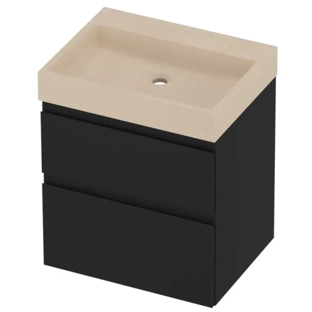 Proline Evoli Badmeubelset Hardsteen Loft Zonder Kraangat 60x46x70 cm Sand Stone Mat Zwart