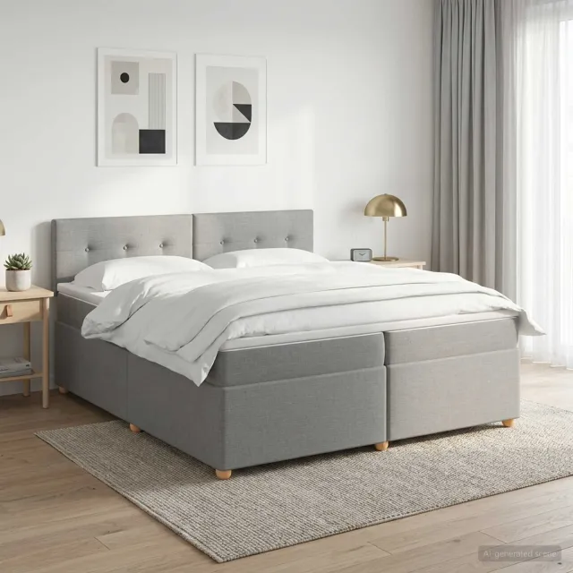 vidaXL Boxspringbed met matras Lichtgrijs 200 x 200 cm Stof