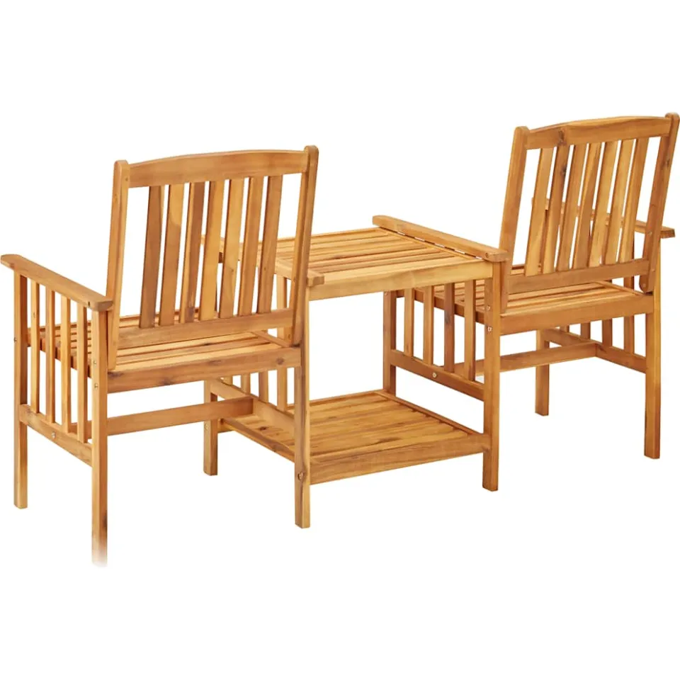 vidaXL Tuinstoelen met theetafel 159x61x92 cm massief acaciahout bruin, foto 3