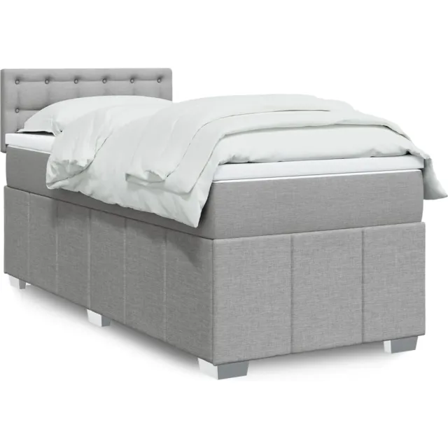 vidaXL Boxspring met matras stof lichtgrijs 100x200 cm grijs