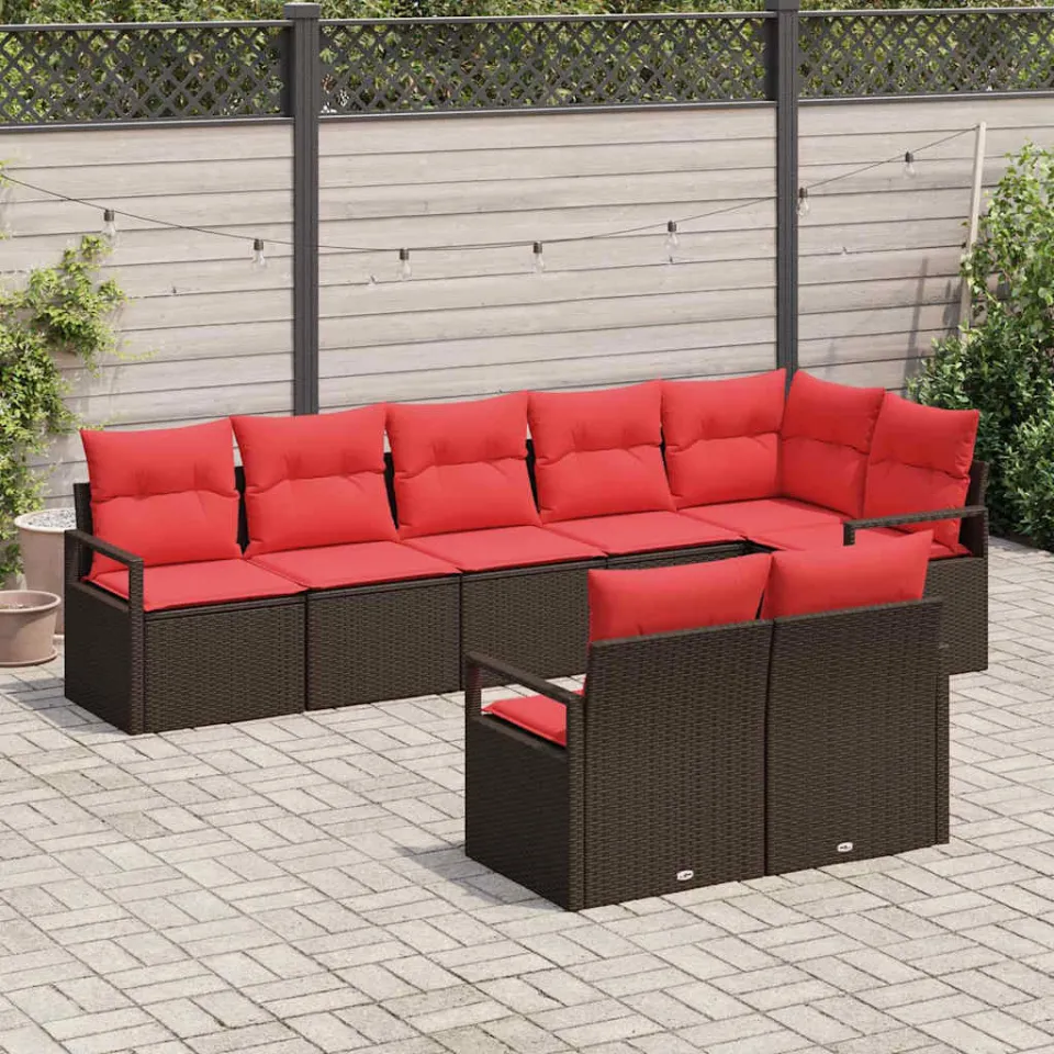 vidaXL Bankstel 8 st Bruin poly rattan, foto 3