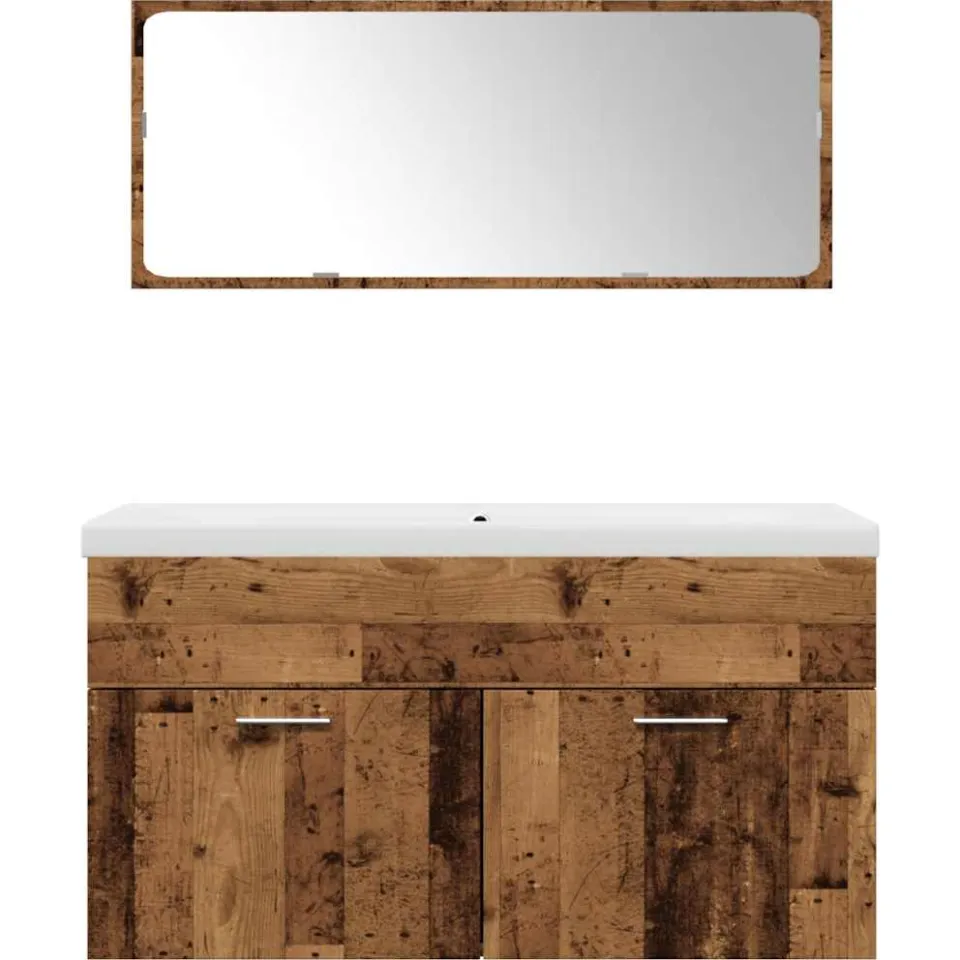 vidaXL 3-delige Badkamermeubelset bewerkt hout oud houtkleurig bruin, foto 4