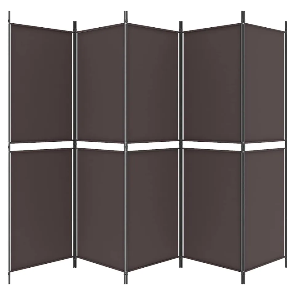 vidaXL Kamerscherm met 5 panelen 250x180 cm stof bruin, foto 5