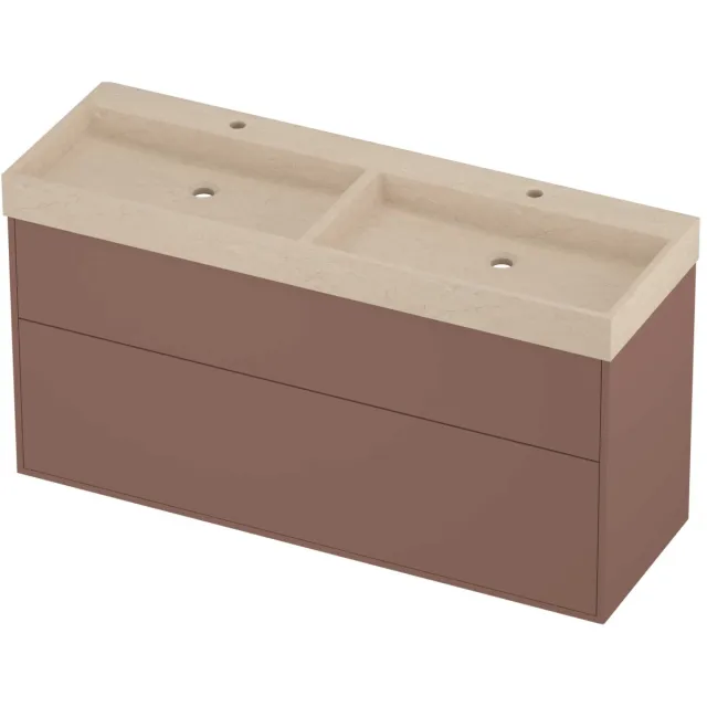 Proline Evoli Badmeubelset Hardsteen Loft 2 Laden 140x46x75 cm Sand Stone Beauty Blush Rosé Goud