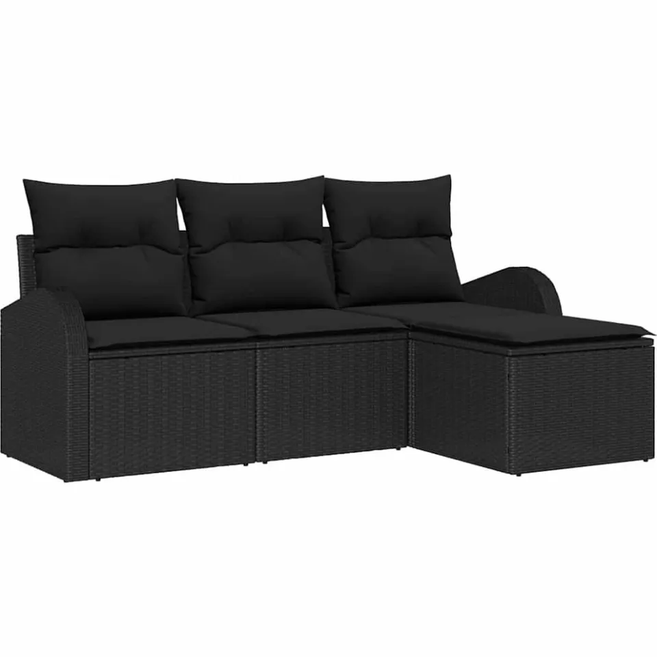 vidaXL Tuin Sofa Set Zwart poly rattan