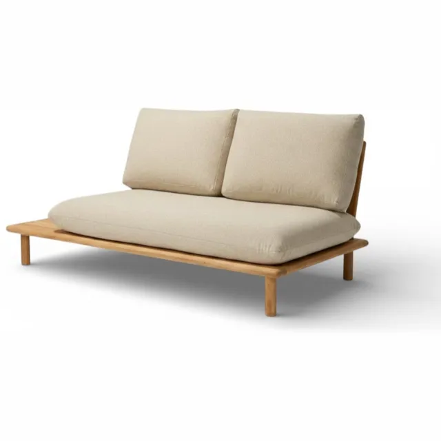 Apple Bee Sling 2-zits Loungebank Rechts – Teak – 175 cm - BEE WETT® Kussens Beige