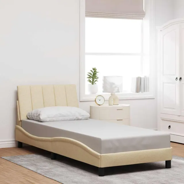 vidaXL Bedframe zonder matras "Hanko" 90x190 cm stof crèmekleurig