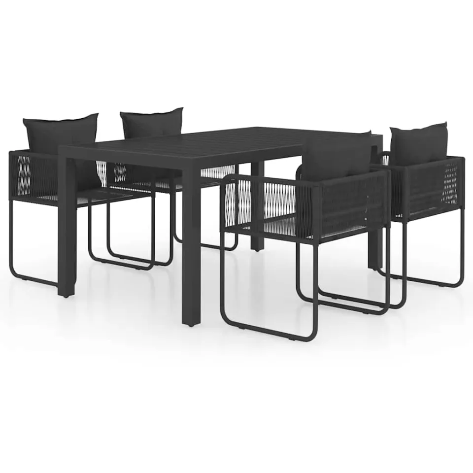 vidaXL 5-delige Tuinset PVC-rattan zwart