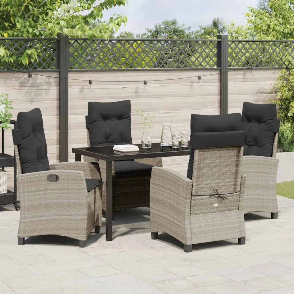 vidaXL Tuin eettafelset 5 st Lichtgrijs poly rattan, foto 3