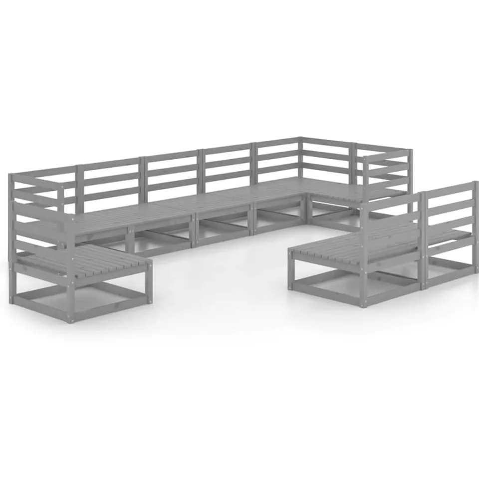 vidaXL 9-delige Loungeset massief grenenhout grijs, foto 3