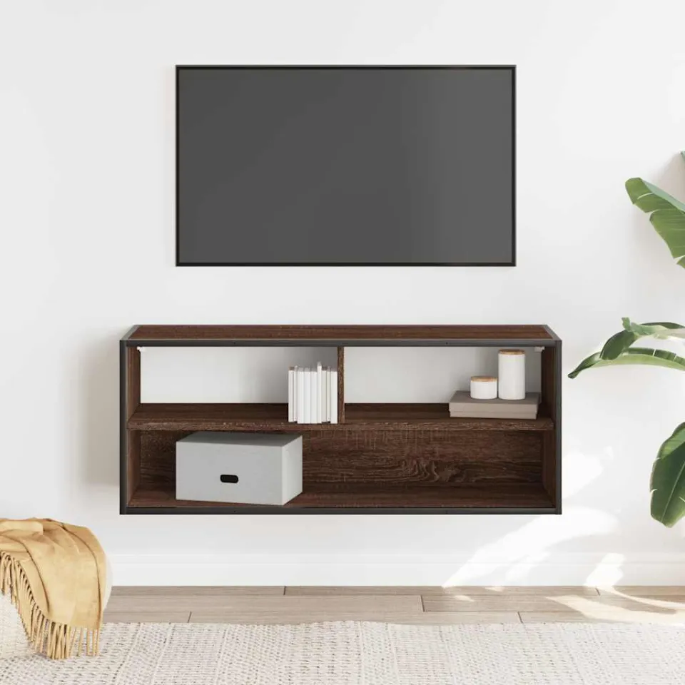 vidaXL Tv-meubel 100x31x39,5 cm bewerkt hout metaal bruin eikenkleurig, foto 2
