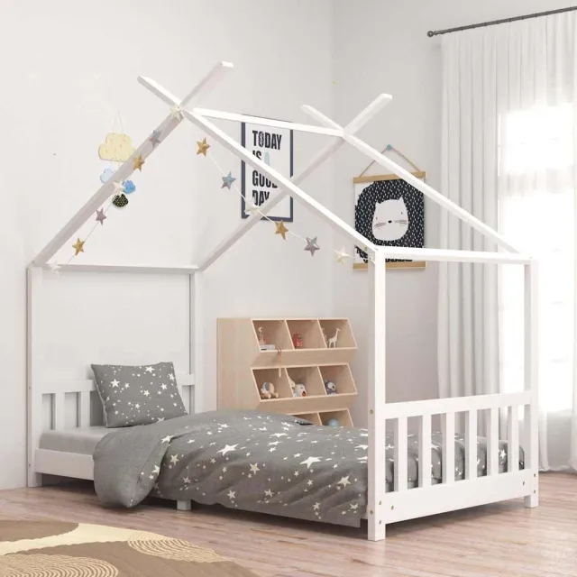 vidaXL Kinderbedframe massief grenenhout wit 90x200 cm, foto 2