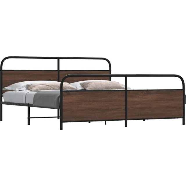 vidaXL Bedframe zonder matras metaal bruin eikenkleur 193x203 cm