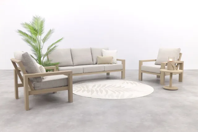 Van der Garde Tuinmeubelen Verano stoel-bank loungeset (3-delig) - Latte Taupe/Zand/Beige/Latte