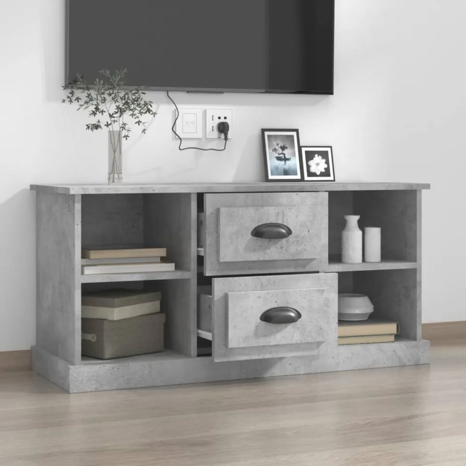 vidaXL Tv-meubel 99,5x35,5x48 cm bewerkt hout betongrijs grijs, foto 3