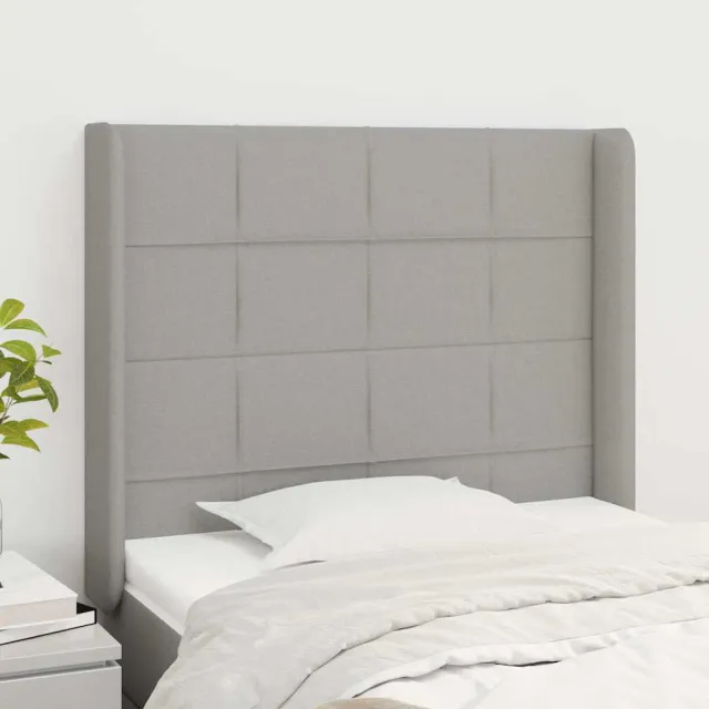 vidaXL Hoofdbord met randen 103x16x118/128 cm stof lichtgrijs grijs