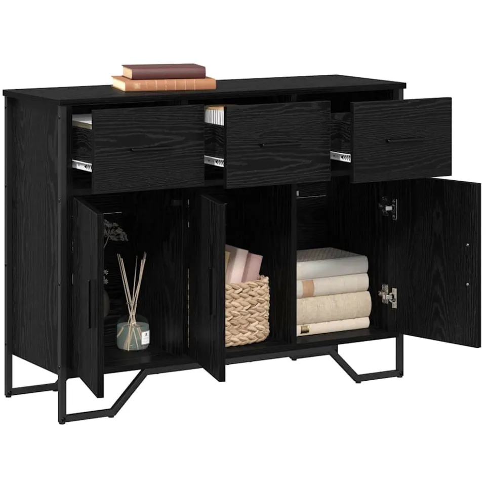 vidaXL Dressoir Zwart Eiken 97 x 32,5 x 74,5 cm