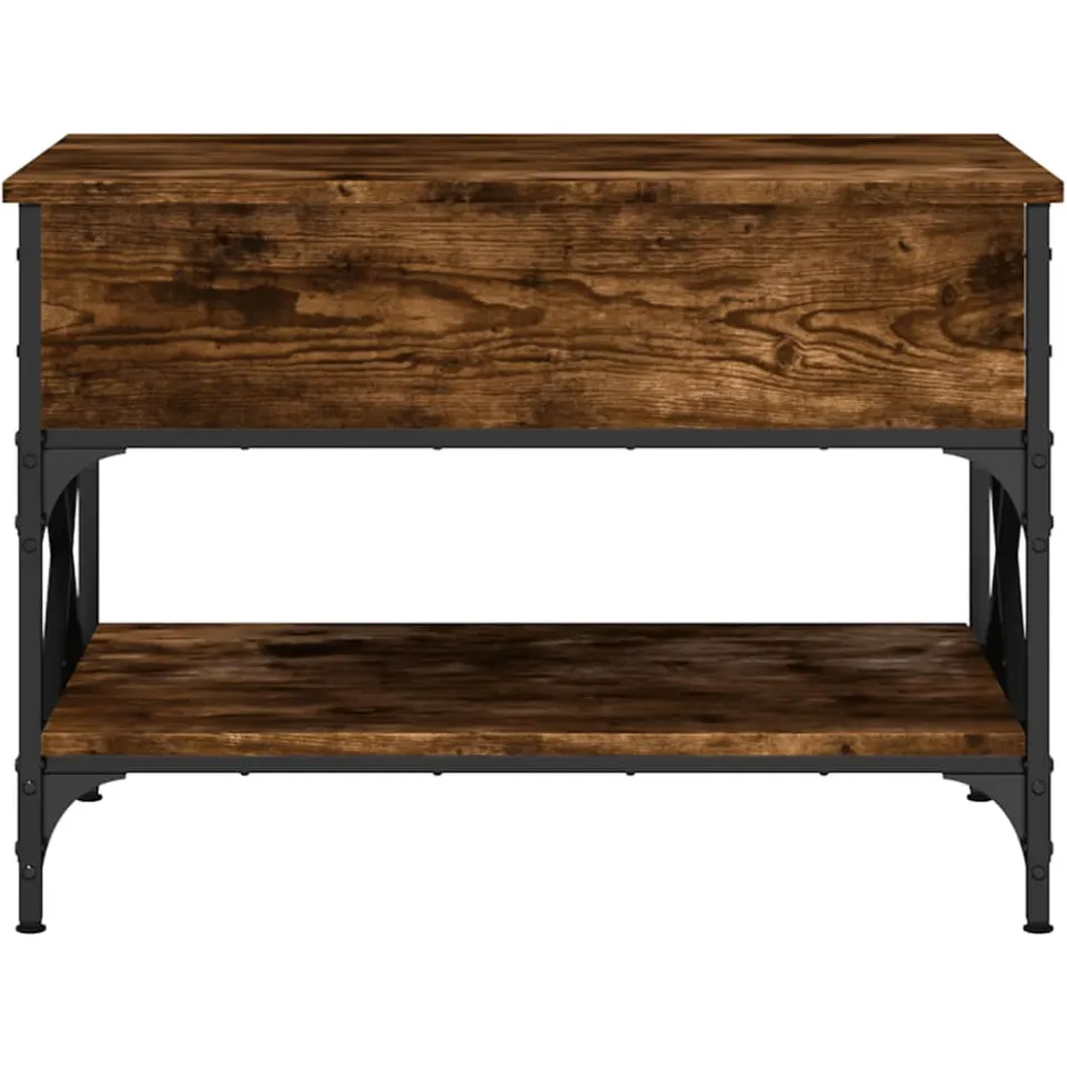 vidaXL Salontafel 70x50x50 cm bewerkt hout en metaal gerookt eiken, foto 4