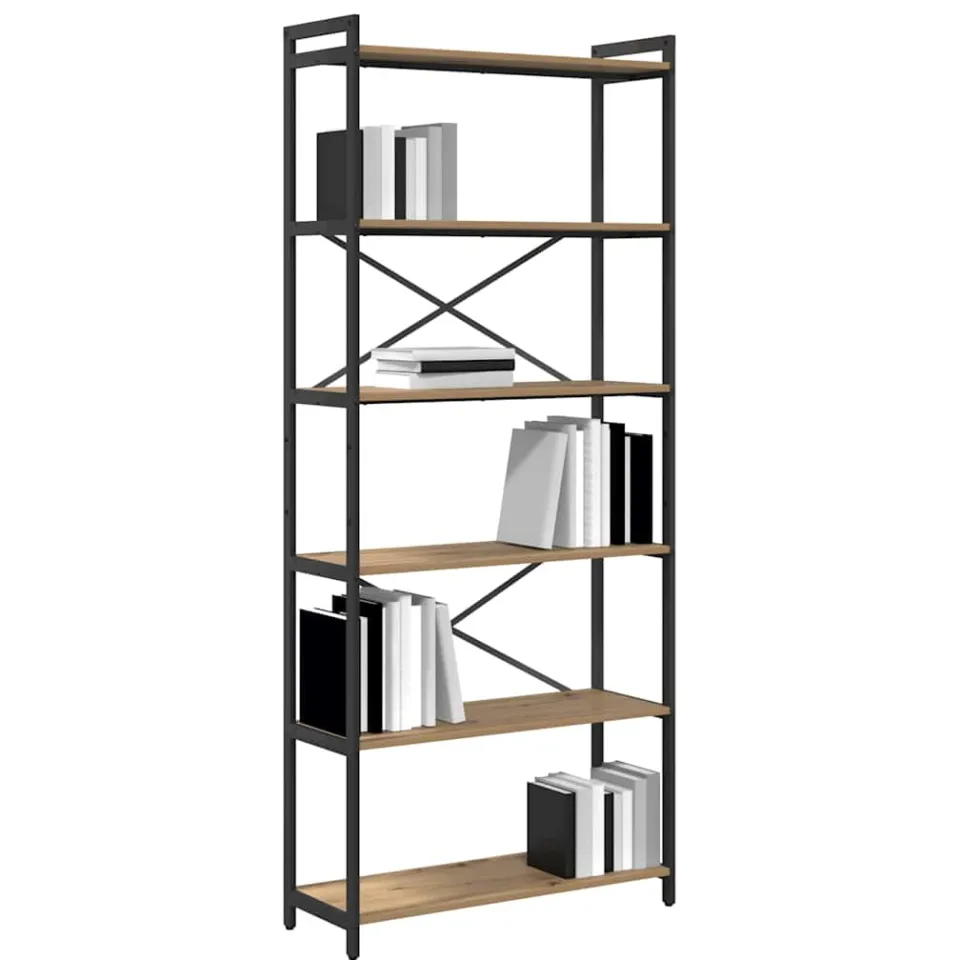 vidaXL Boekenkast 80 x 30 x 189,5 cm Bewerkt hout Artisan Eiken Bruin