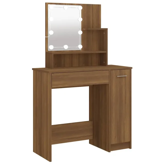 vidaXL Kaptafel - met - LED-verlichting - 86,5x35x136 - cm - bruin - eikenkleur bruineiken
