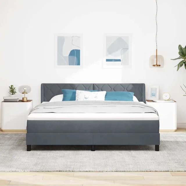 vidaXL Boxspringbed met hoofdeinde Donkergrijs 200 x 180 cm Fluweel