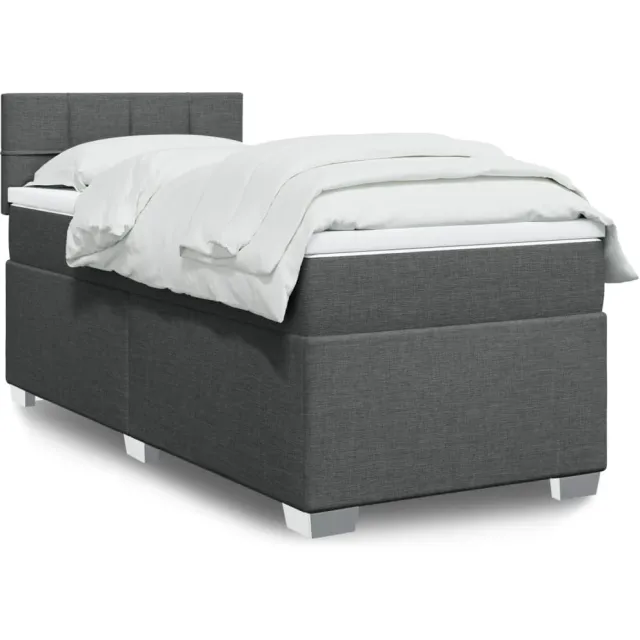 vidaXL Boxspring met matras stof donkergrijs 100x200 cm grijs