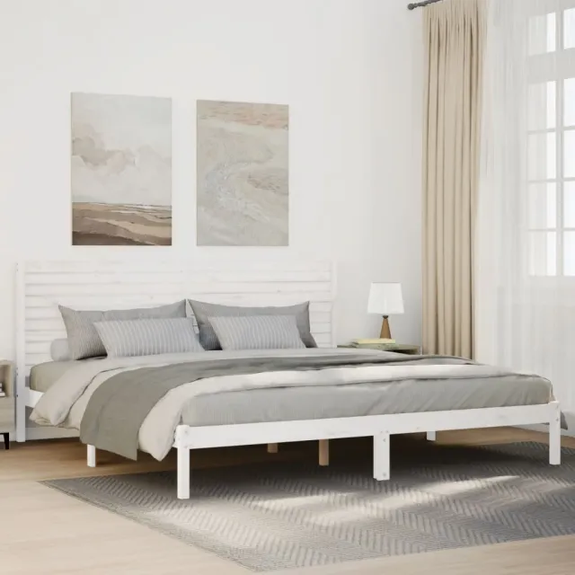 vidaXL Bedframe extra lang zonder matras massief hout wit 180x220 cm