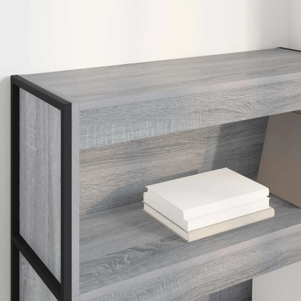 vidaXL Boekenkast 80 x 30 x 121 cm Bewerkt hout Grijs Sonoma, foto 4
