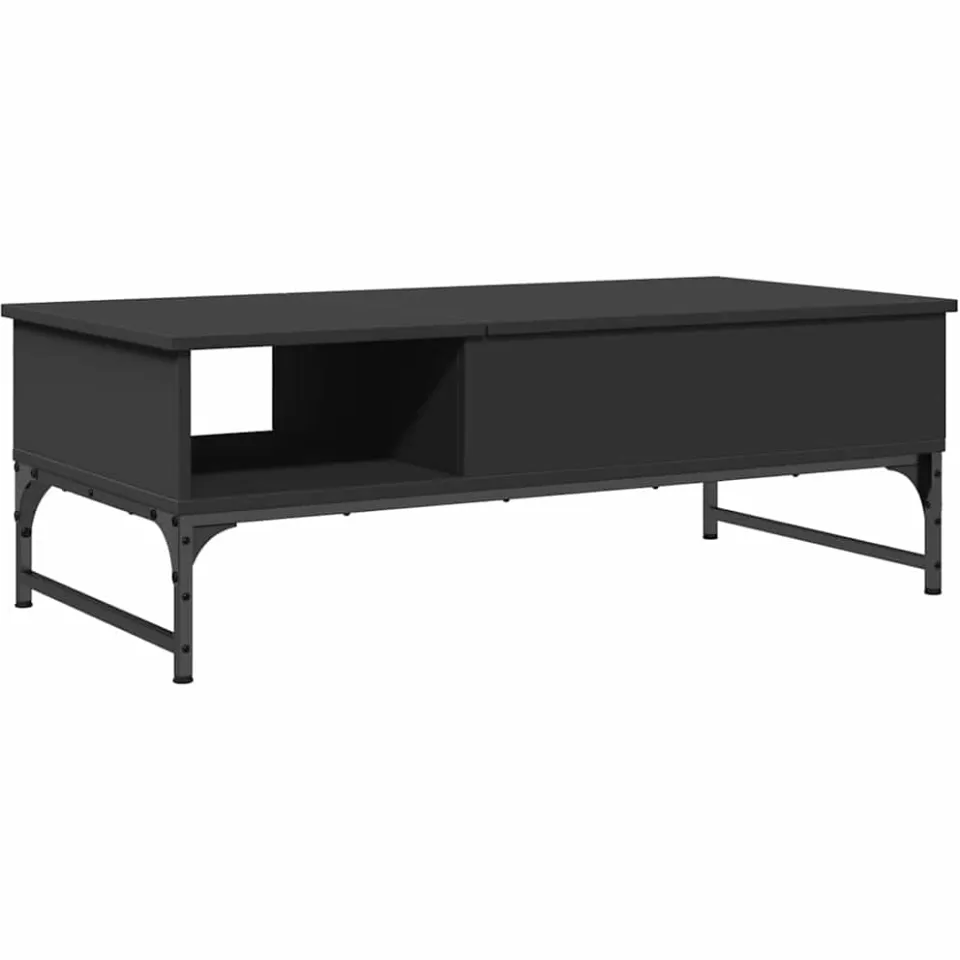 vidaXL Salontafel 100x50x35 cm bewerkt hout en metaal zwart