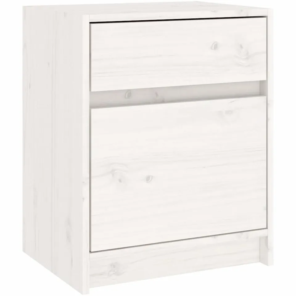vidaXL Nachtkastje 40x31x50 cm massief grenenhout wit