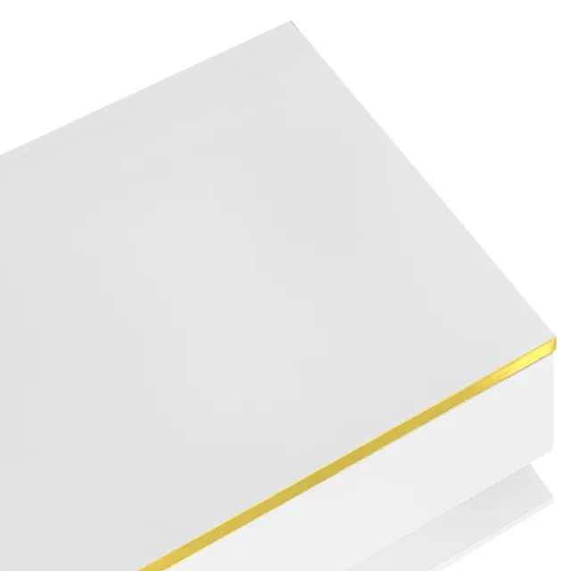 Merax Salontafel Hoogglans Wit met Glas en LED-verlichting – 100 x 50 x 32,5 cm