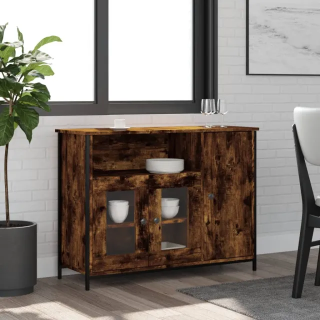 vidaXL Dressoir 100x35x75 cm bewerkt hout gerookt eikenkleurig Bruin