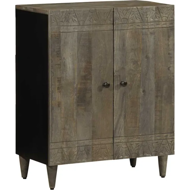 vidaXL Dressoir 60x33,5x75 cm massief mangohout lichtgrijs