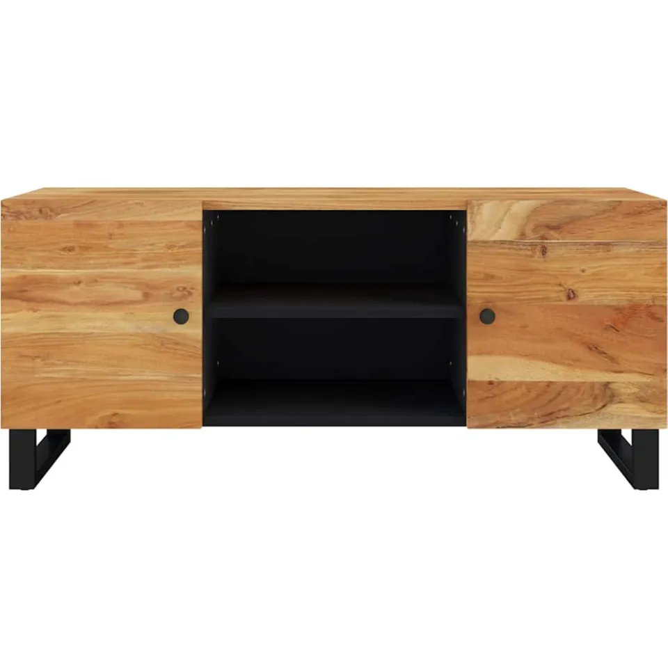 vidaXL Tv-meubel 105x33x46 cm massief acaciahout zwart, foto 4