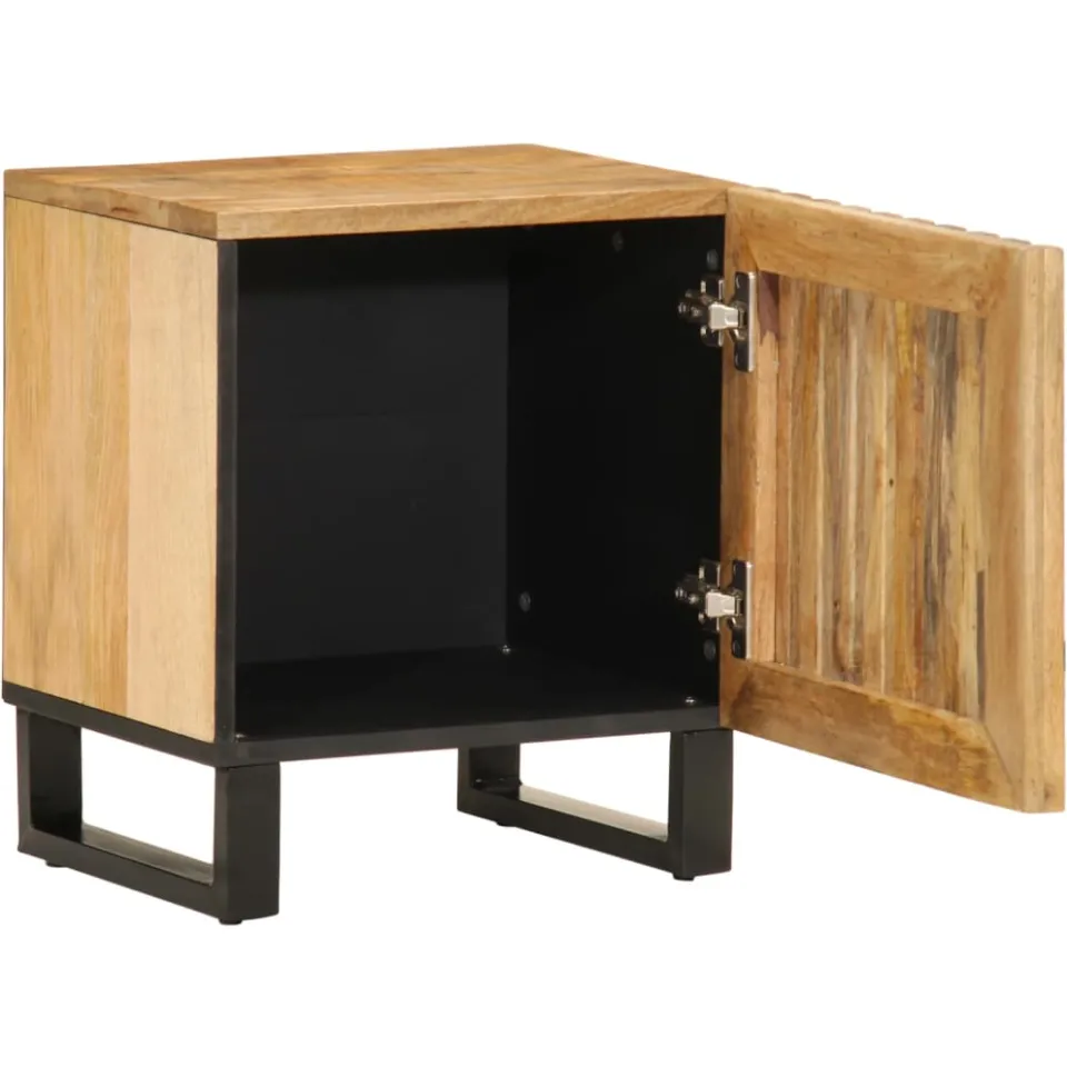 vidaXL Nachtkastjes 2 st 40x34x46 cm massief ruw mangohout bruin, foto 3